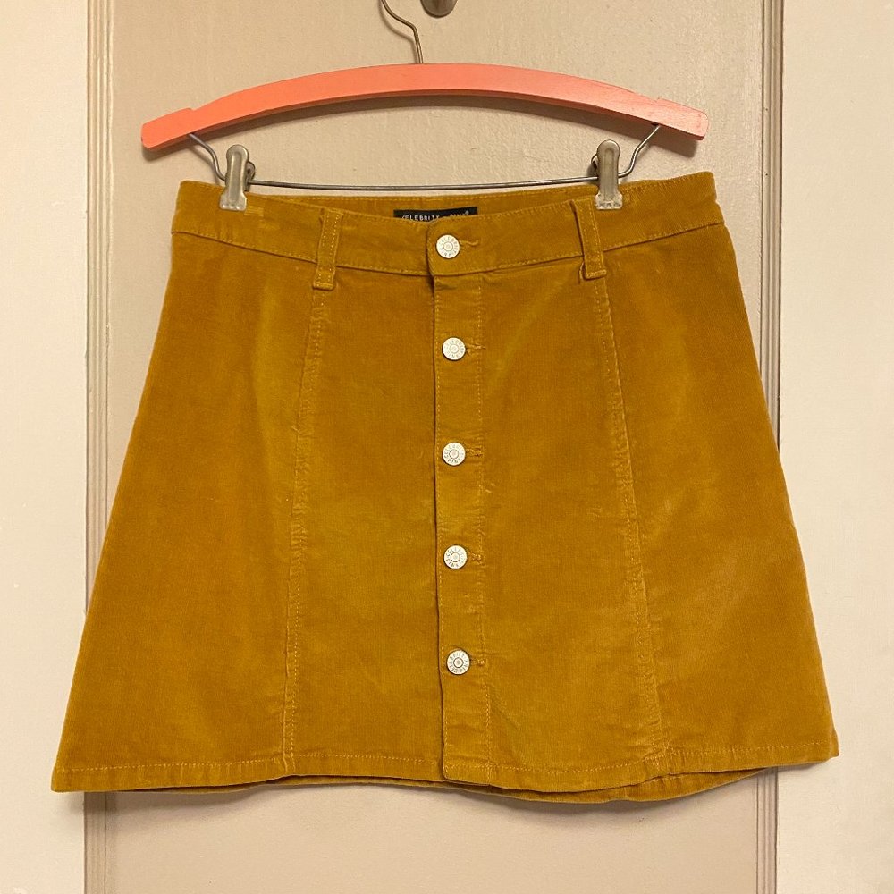 Celebrity Pink Honey Gold Corduroy Button Skirt
